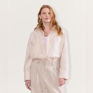 ✨EVERLANE THE BOXY OXFORD SHIRT WHISPER PINK (CREAM) M